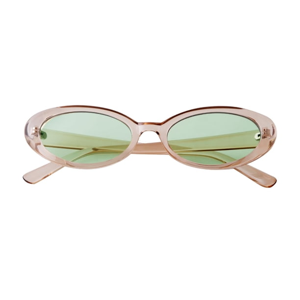 Anteojos de sol ovalados Laurinny con lentes verde claro para mujer