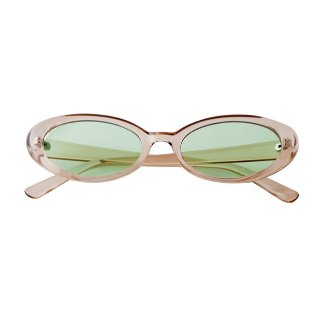 Anteojos de sol ovalados Laurinny con lentes verde claro para mujer