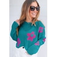 thumbnail image 5 of Redhotype Stylish Sea Green Floral Sweater - Long Sleeves, Casual Elegance, 5 of 8