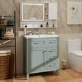 thumbnail image 3 of 30" Bathroom Vanity with Sink Combo, Green Bathroom Cabinet with Drawers, Solid Frame and MDF Board, 3 of 16