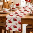 thumbnail image 5 of Red Roses Table Runner - 72 Inch Long Valentine's Day Love Floral Beige Country Cotton and Linen Blended Dress Scarves Farmhouse Table Runner for Kitchen Dining, Coffee Table, 13" x 72", 5 of 8
