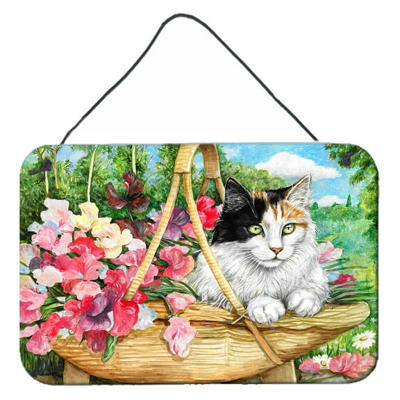 Carolines Treasures CDCO0178DS812 Cat In Basket Wall or Door Hanging Prints  8x12 multicolor