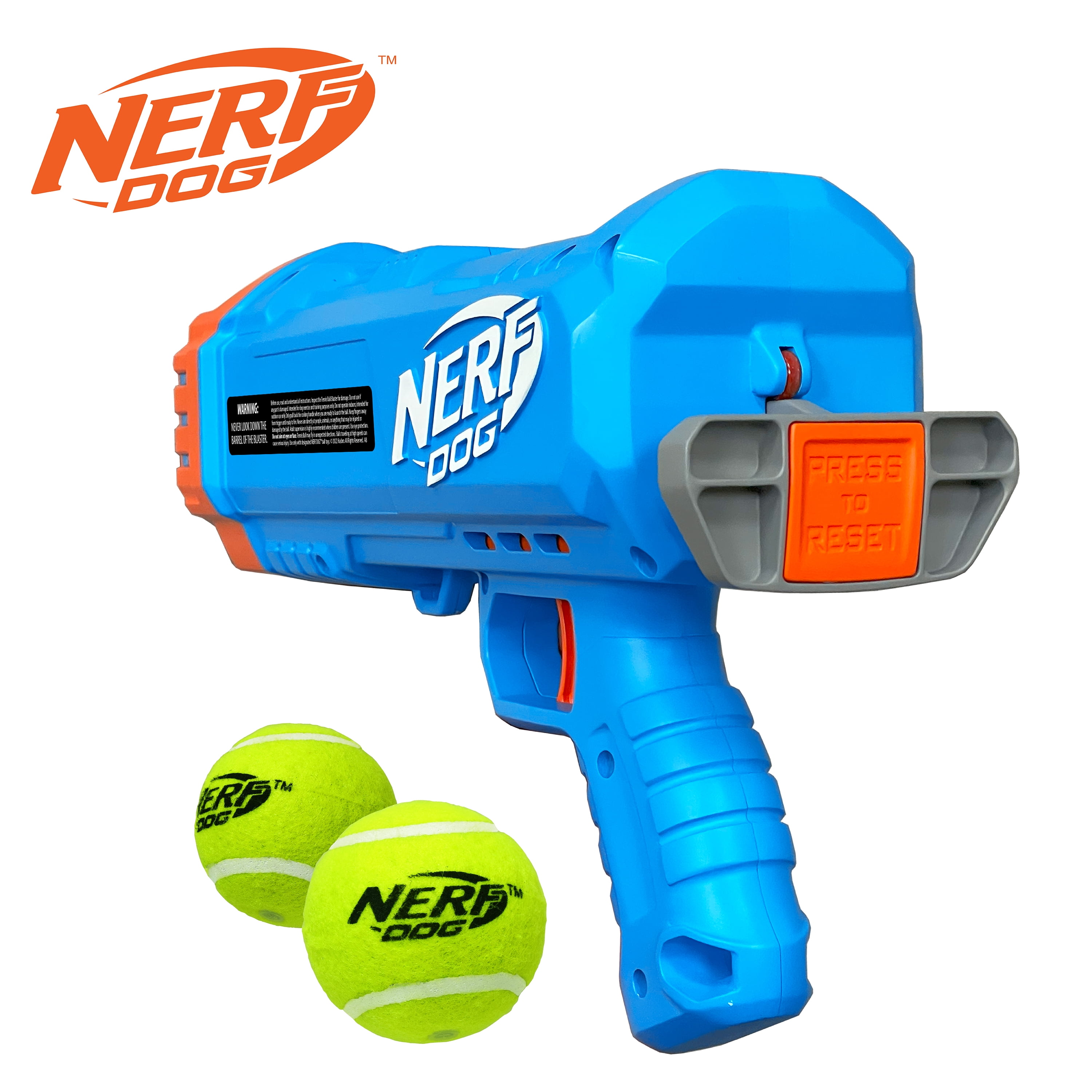 Nerf Dog Compact Blaster Tennis Ball Launcher for Dogs with 2 Balls, 12 inch