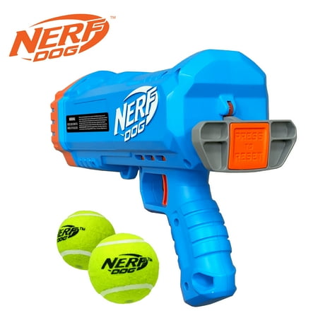 Nerf Dog Compact Blaster Tennis Ball Launcher for Dogs with 2 Balls, 12 inch