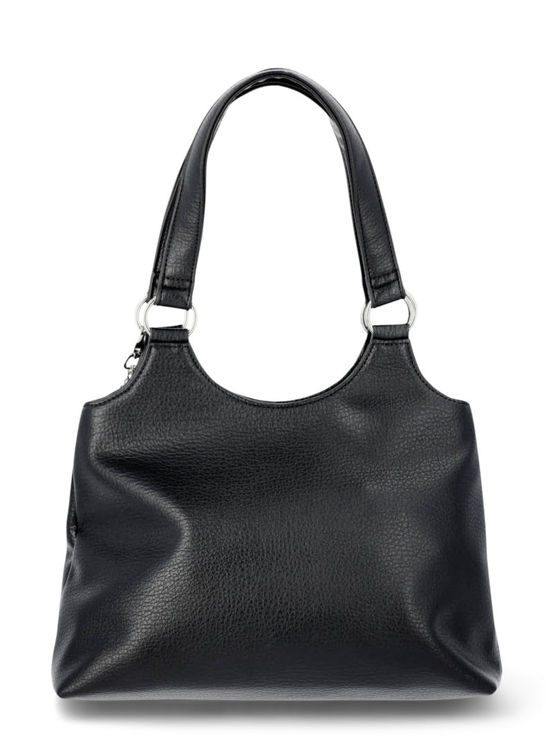No Boundaries Women's Black 4-Poster Bag with Buckle Pockets