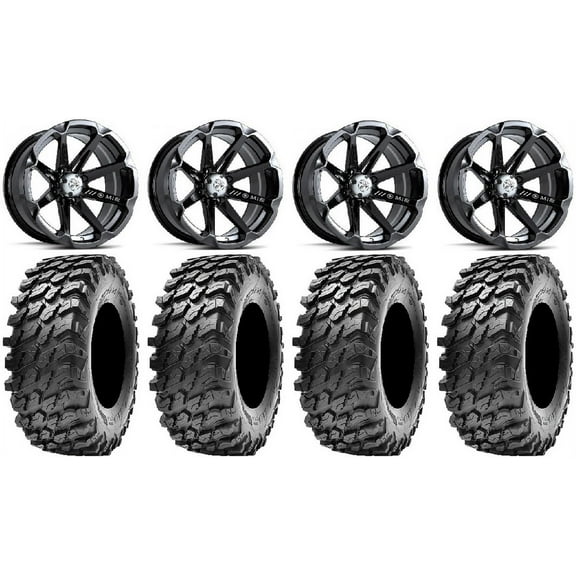 MSA Black Diesel 15" ATV Wheels 30" Rampage Tires Can-Am Commander Maverick Renegade Outlander Defender