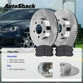 thumbnail image 2 of AutoShack 11.18" (283.9 mm) Rear Solid Drilled & Slotted Brake Rotors Coated + Ceramic Brake Pads | Replacement for 2011-2015 Hyundai Sonata | Silver Zinc Coated | 6-PC Brake Kit | SilverShield Pro, 2 of 4