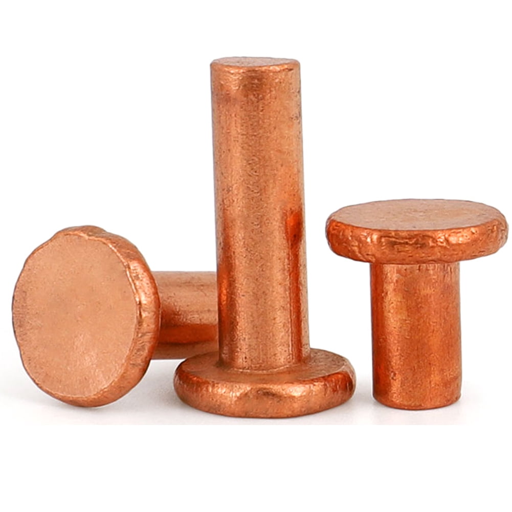 (10pcs) Purple Copper Flat Head Solid Rivets Fasteners, M8x16mm