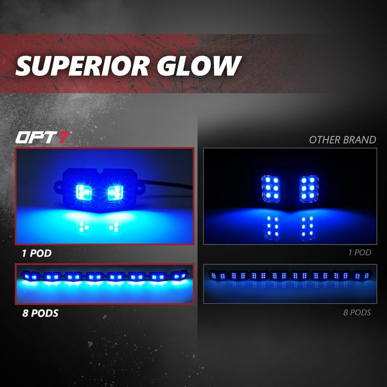 OPT7 Photon RGB Rock Light Kit - 4 Pods With Remote & Magnets For Trucks, Jeeps, SUVs
