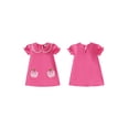 thumbnail image 2 of BemeyourBBs Toddler Baby Girls Back to School Dress Outfit Kids Kindergarten Outfits Baby Girl Summer Dress Apple Bow Embroidery Doll Collar Short Sleeve A Line Dress, 2 of 9