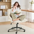 thumbnail image 2 of SESSLIFE Armless Office Chair with Wheels, Ergonomic Wide Seat Linen Desk Chair, Back Adjustable Modern Accent Chair for Home Office, Beige, 2 of 9