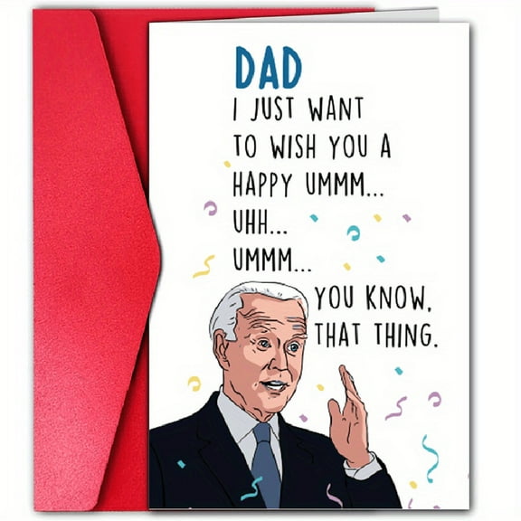 Funny Dad Card - "Happy Ummm... Uhh... Ummm..." Greeting Card with Drawn Character - Envelope Included, Blank Inside - Perfect for Father's Day or Birthday Wishes