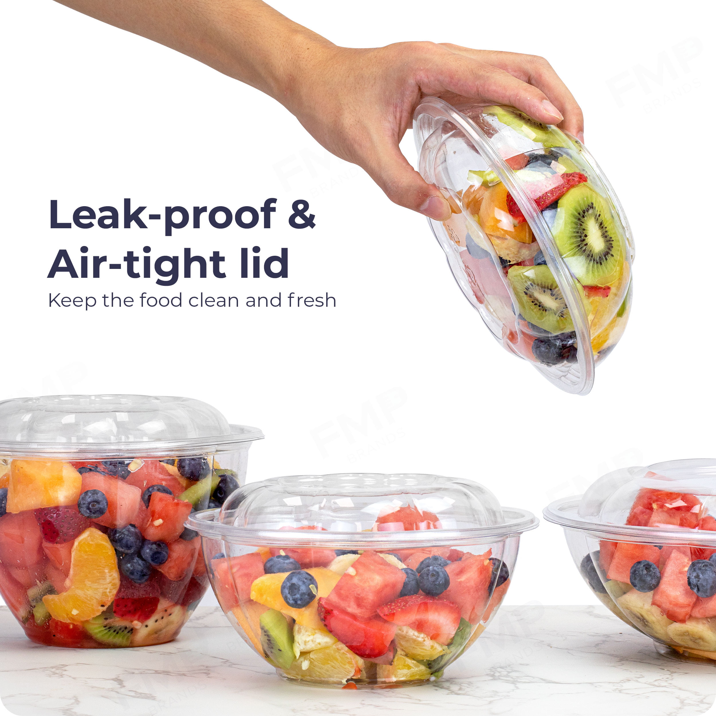 24 oz. Clear Plastic Disposable Salad Bowls with Airtight Lids (Set of 100) Prep & Savour