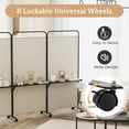 thumbnail image 5 of GOFLAME 3 Panel Room Divider with Storage Shelves, 6FT Folding Privacy Screen with Lockable Wheels, Portable Rolling Wall Divider, Freestanding Partition Screen for Room Separation, Beige, 5 of 9