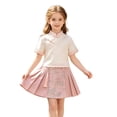 thumbnail image 2 of Girls Chinese Embroidered Pleated Skirt, Floral A-Line Midi Skirt with Elastic Waist for Kids, 2 of 5