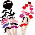 thumbnail image 1 of Accesorios para fiestas de cumpleaños, bodas, fotos, fiestas de graduación, 58 piezas, disfraces divertidos hechos a mano con bigote en un palo, sombreros..., 1 of 4
