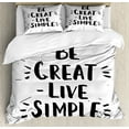 thumbnail image 1 of Saying Duvet Cover Set King Size, Encouraging Text Be Live Simple in Creative Monochrome Style Print, Decorative 3 Piece Bedding Set with 2 Pillow Shams, Dark Grey and White, by Ambesonne, 1 of 3