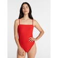 thumbnail image 2 of Time and Tru Women's and Women's Plus Eyelet Bandeau One Piece Swimsuit with Side Shirring, Sizes XS-3X, 2 of 6