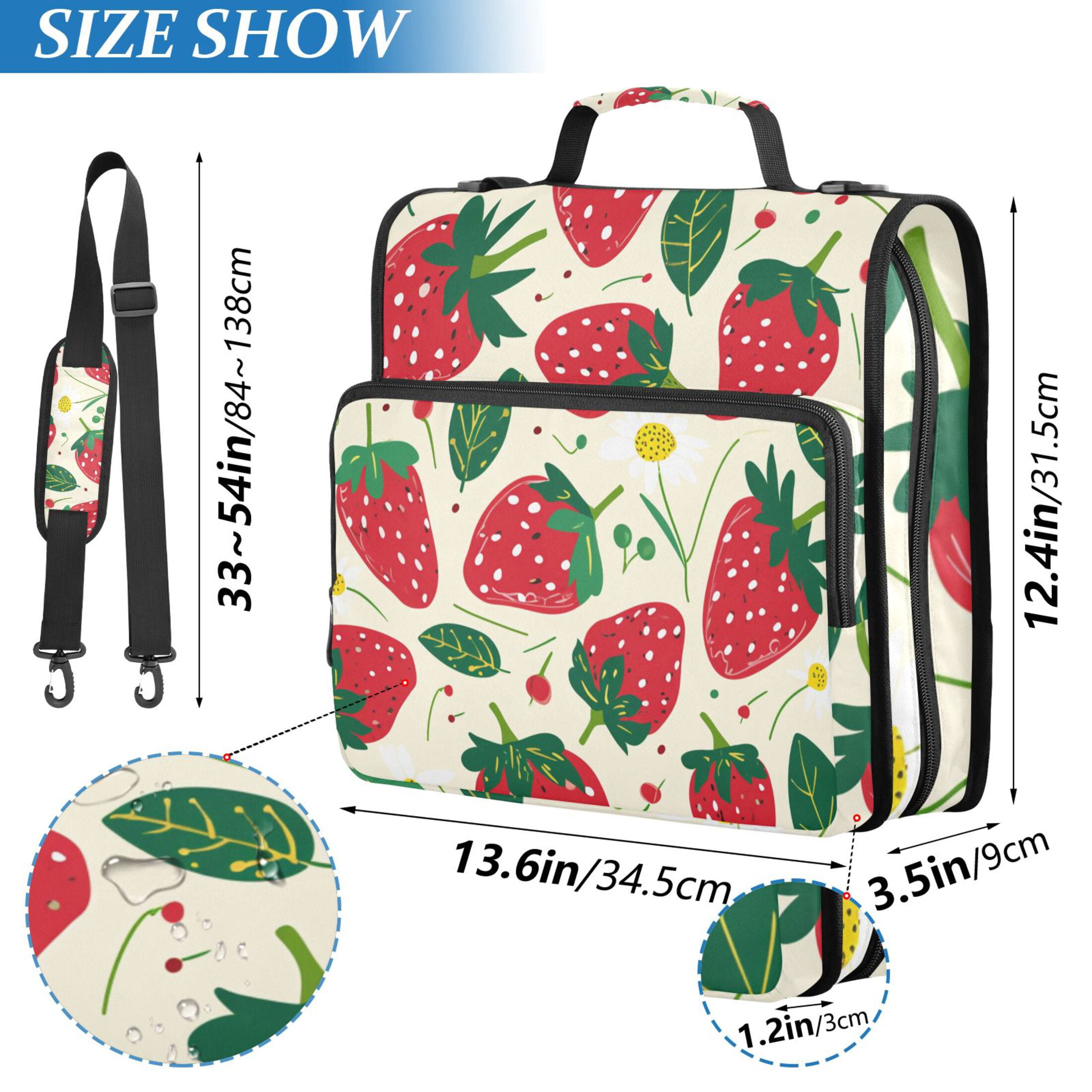 ALAZA Zipper Binder Strawberry Fruit 3 Ring Trapper Keeper File Folder Organizer Bag