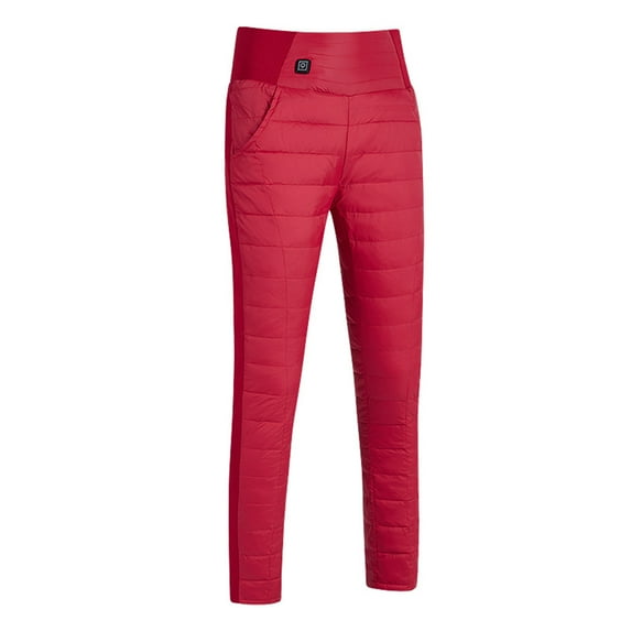 Bigersell Stretch Skinny Pants with Hole Full Length Solid Casual Heating Warm Down Pants Outdoor Ski Warm Abdomen Waist Constant Temperature Electric Heating Pants Ladies Bell Buttom Jumpsuits