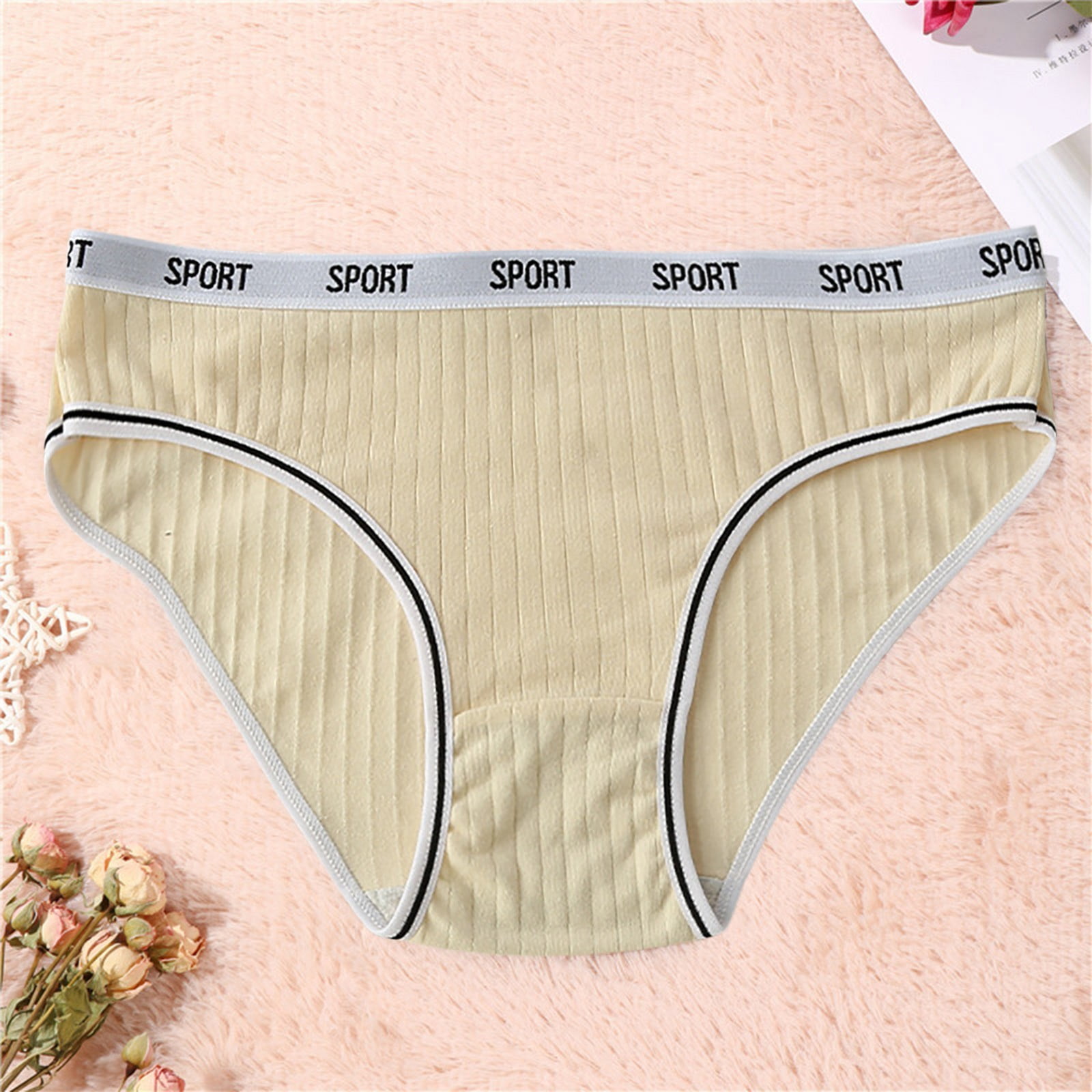 CAICJ98 Lingerie for Women Women Panties Breathable Comfortable Cotton  Bottom Panties Seamless Glare Triangle Panties,A