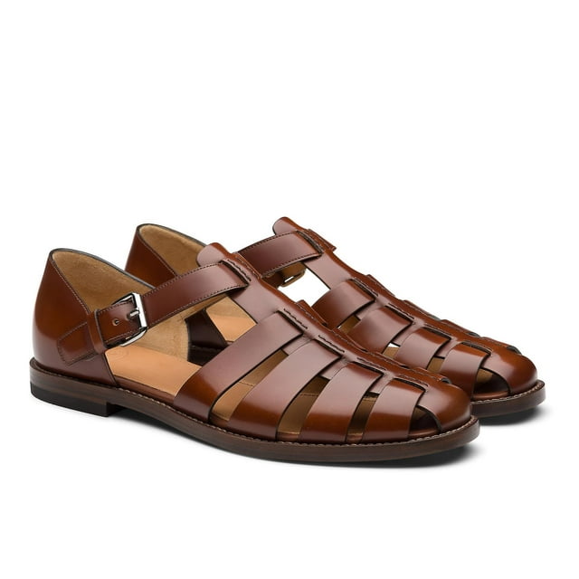 Bebetter Men's Closed Toe Handmade Leather Sports Sandals