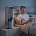 thumbnail image 5 of Leeye Bladeless Dual Tower Desk Fan with Humidifier USB Rechargeable Quiet Oscillating 6 Speeds Compact Personal Cooling Fan for Home Office Bedroom, Black, 13.46in, 5 of 9