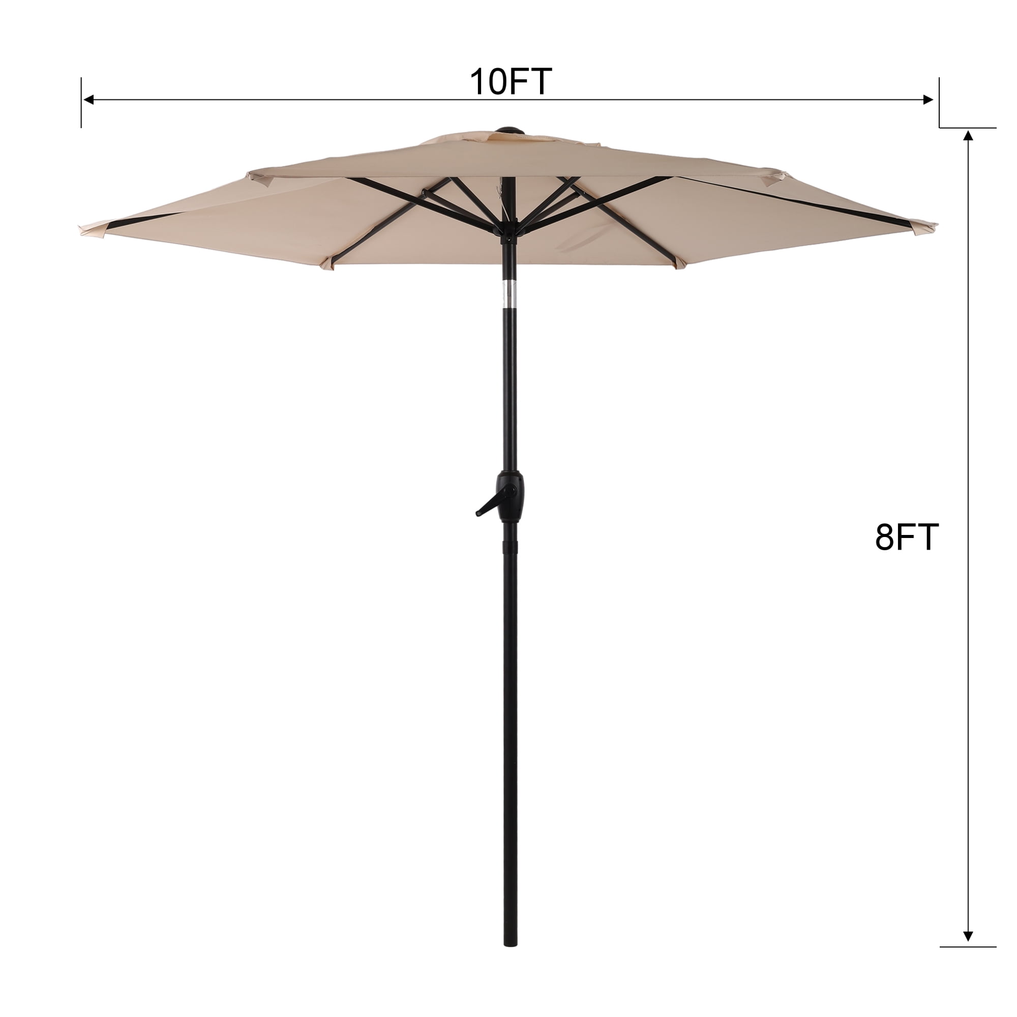 Leumius 10FT Patio Umbrella,Outdoor Market Yard Umbrella, Sun Shade Umbrella with Push Button Tilt and Crank Mechanism for Garden, Deck, Pool and Backyard, Not Include Umbrella Base,Beige