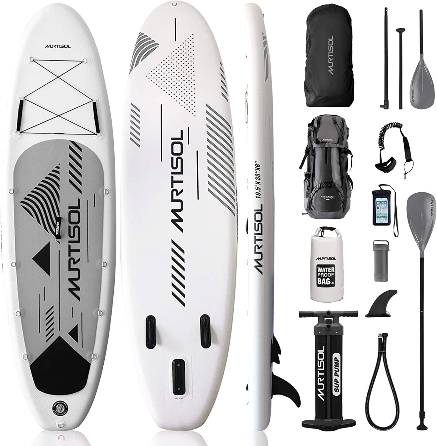 WATER LIVE Inflatable Stand Up Paddle Board SUP with Wheels Backpack Adjustable Floating Fiberglass Paddle Dual Chamber Pump with Sport Camera Mount for Youth and Adult