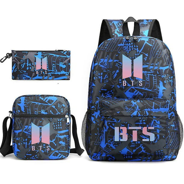 Regalo Bts Mochila Grupo de hombres a prueba de balas Mismo estilo Mochila para hombres y mujeres Conjunto de tres piezas