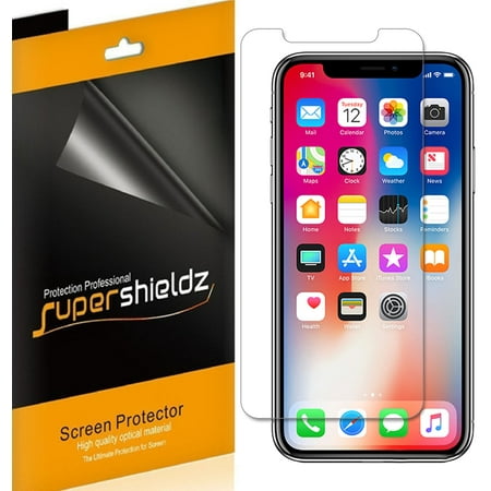 [6-Pack] Supershieldz for Apple iPhone X Screen Protector, Anti-Bubble High Definition (HD) Clear Shield