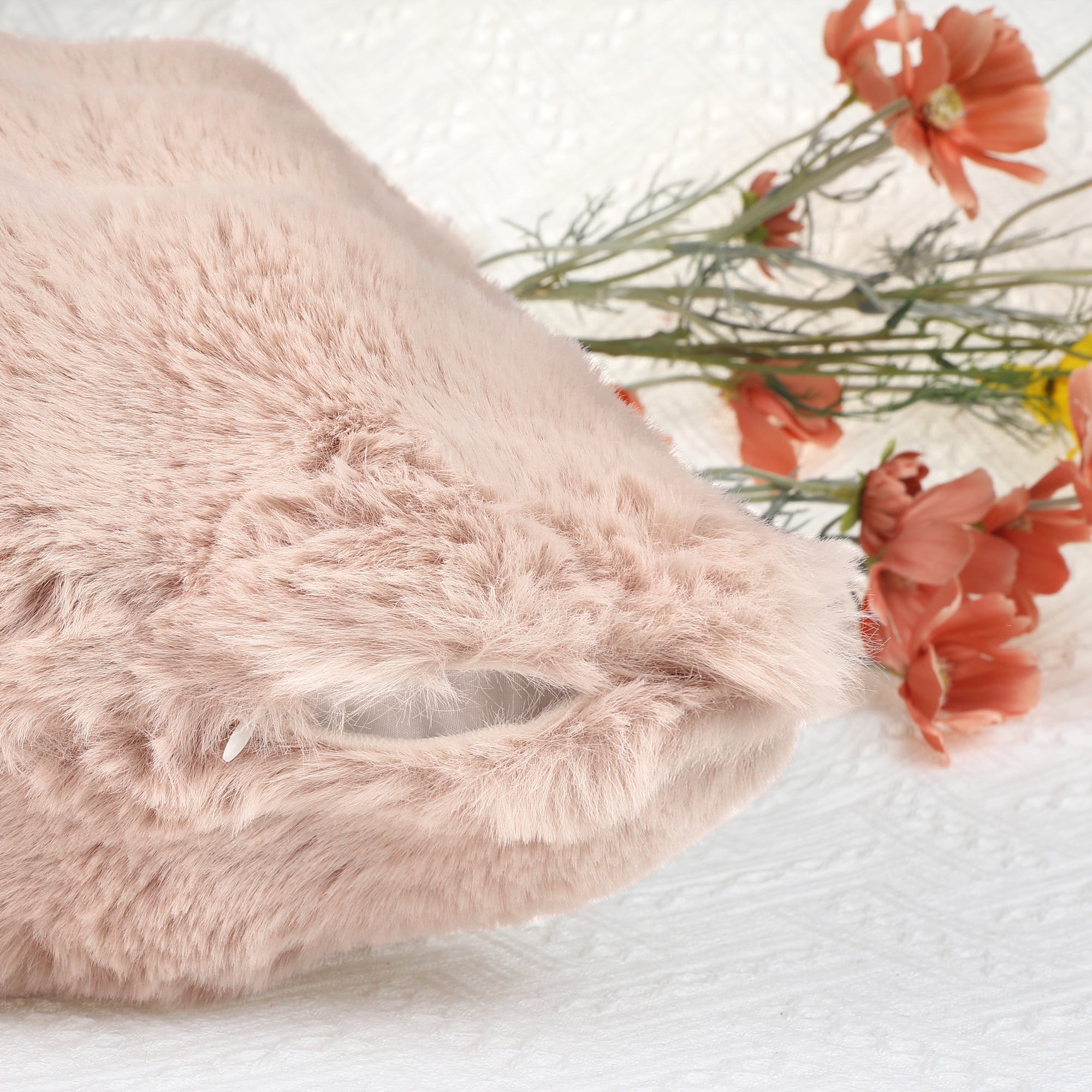 Unique Bargains Faux Fur Cozy Decorative Throw Pillow Covers Soft Plush Pillowcase 1 Pc Light Pink 18" x 18"