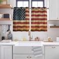 thumbnail image 2 of Retro Red Blue USA Flag Kitchen Curtains Short 45 Inch Length, American Flag Vintage Grommet Top Bedroom Living Room Curtains, Light Filtering Cafe Curtain Drapes 2 Panels Set 84''x45'', 2 of 9