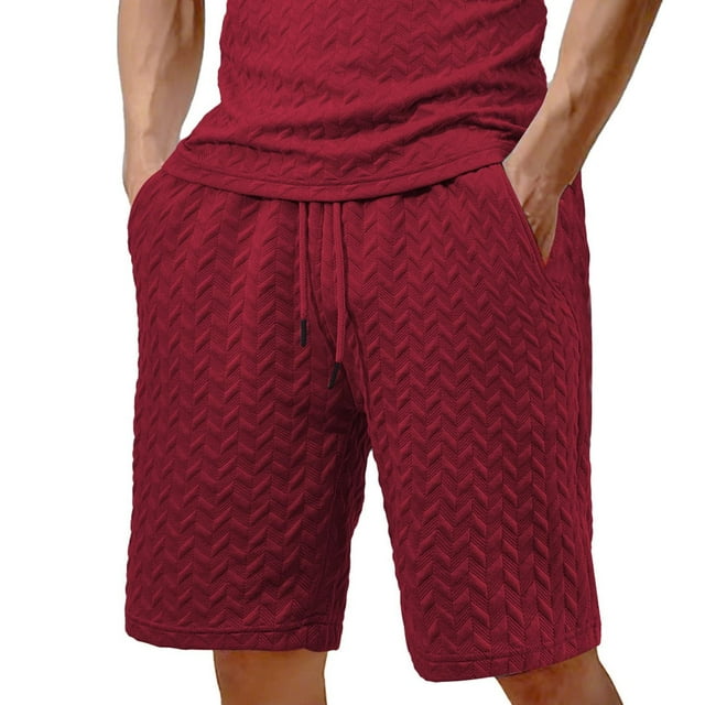 hotojiny Mens Athletic Shorts with Pockets Solid Drawstring Wide Leg Textured Short Pants Casual Breathable Golf Workout Beach Shorts
