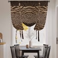 thumbnail image 3 of Leopard Zebra Print Tie Up Curtains for Windows, Adjustable Balloon Window Shades, Vintage Animal Skin Striped Brown Kitchen Window Treatments Farmhouse Short Curtains with Rod Pocket 42"x45", 3 of 8