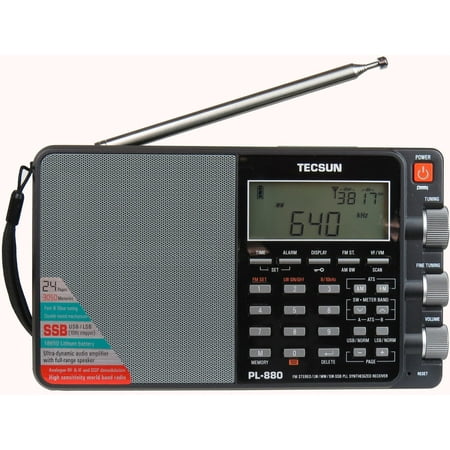 Digital Multi Band World Radio - Tecsun PL880 Portable Digital PLL Dual Conversion AM/FM, Longwave & Shortwave Radio with SSB (Single Side Band) Reception