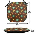 thumbnail image 5 of Autumn Chair Seating Cushion Set of 4, Warm Tones Fall Season Simple Leafs Trees Flowers Composition Print, Seat Pads for Office with Anti-slip Backing, 16"x16", Chocolate and Turquoise, by Ambesonne, 5 of 7