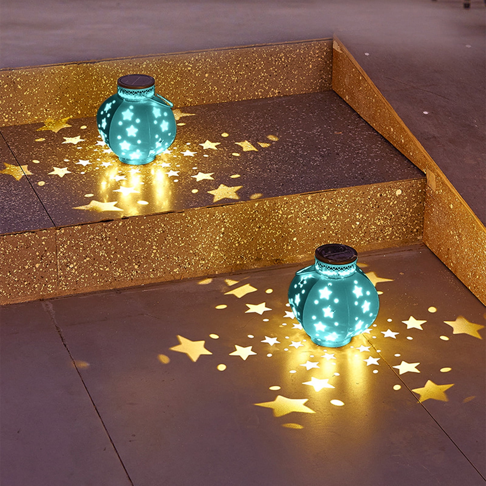 Outdoor Solar Lantern Waterproof Hanging Garden Light with Star Hollow Design, Courtyard Lights Garden Lights LED Lawn Lights, for Yard Patio Lawn Porch Pathway Party Decoration