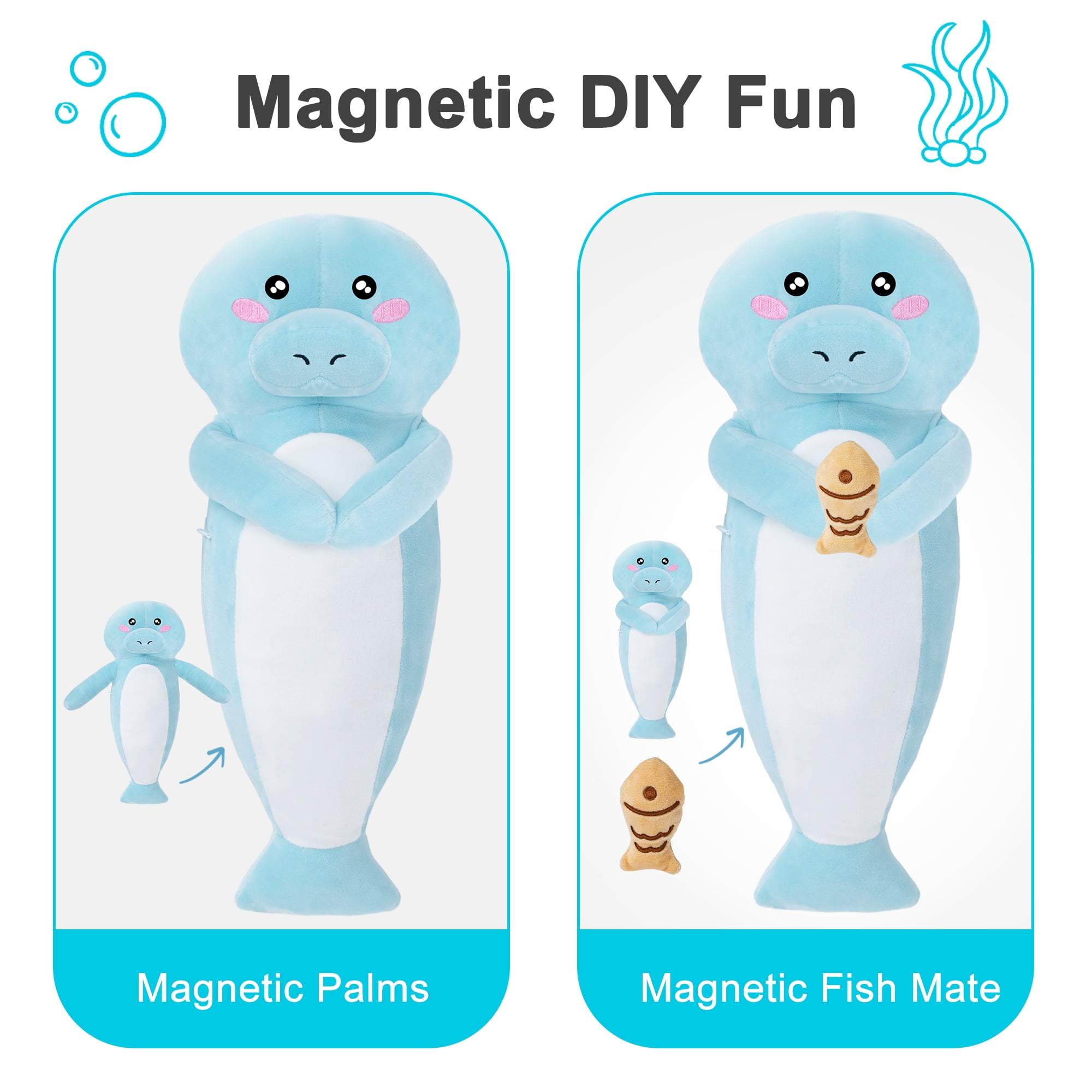 Manatee Heating Pad Plush for Period Cramps,Menstrual Pain Relief,Cute Stuffed Animal Electric Heat Plush,USB Powered Heated Toy,Portable Warm Cushion Gift for Women Teen Girls Christmas,Blue