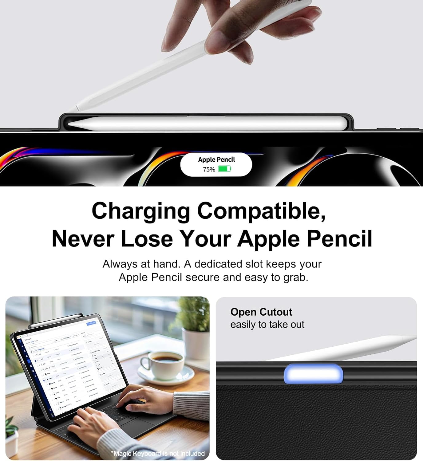 Magic-Keyboard Case for iPad Pro-11 inch M4 2024 with Pencil
