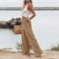 thumbnail image 6 of GZWYHT Wide Leg Pants,Palazzo Pants,Wide Leg Pants Woman Summer High Waisted Dress Pants Trousers Loose Lightweight Casual Pants With Pockets,Flowy Pants,High Waisted Pants,Flare Pants,Brown,L, 6 of 9