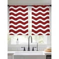 thumbnail image 3 of Red White Semi Sheer Curtains 45 Inch Length 2 Panels Set, Modern Abstract Waves Water Ripple Striped Sheer Kitchen Curtain Privacy Voile Window Curtain for Living Room Bedroom Rod Pocket Drapes, 3 of 7
