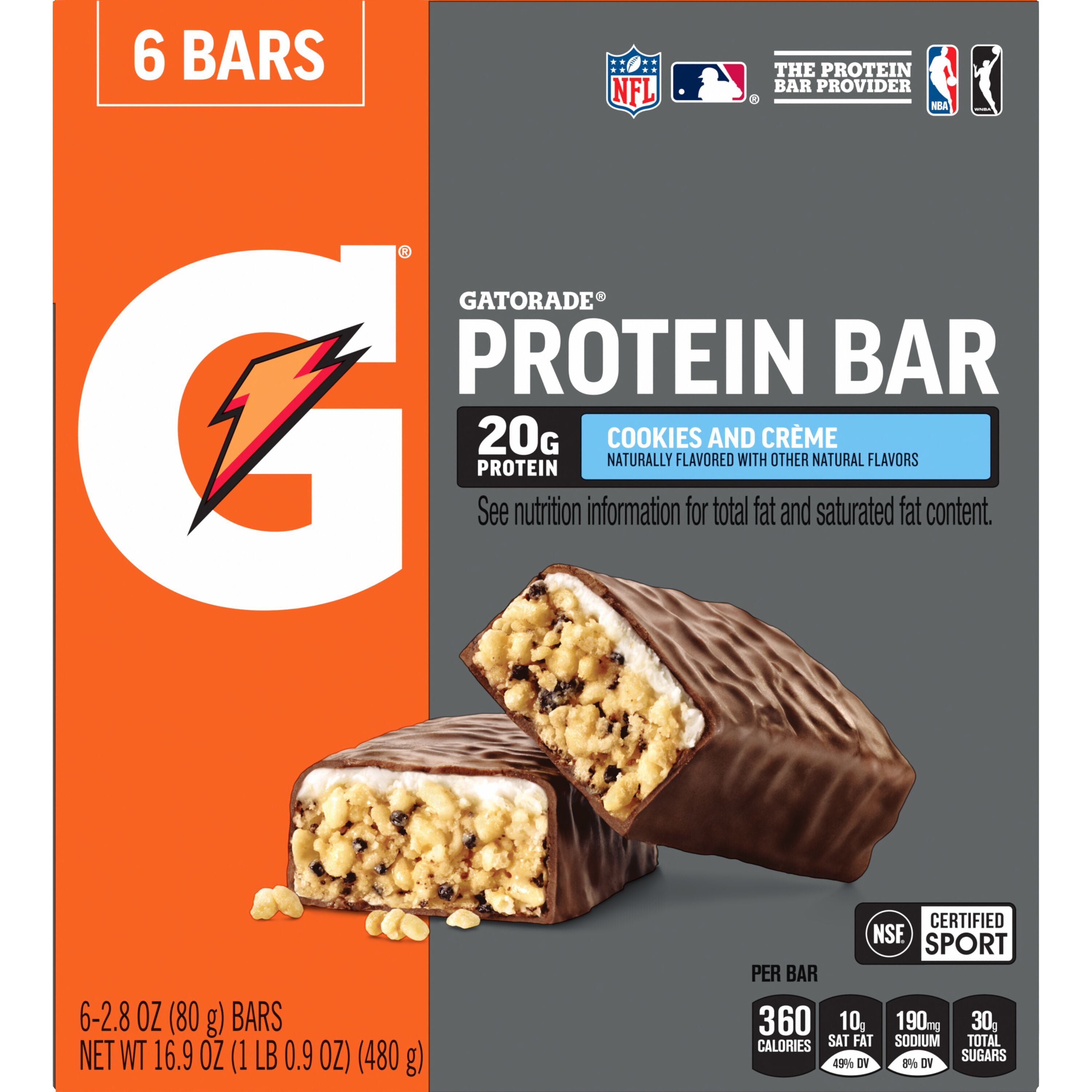 (3 pack) Gatorade Cookies and Creme Whey Protein Bars, 20g Protein, 6 Pack