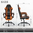 thumbnail image 3 of Ergonomic Gaming Chair with Breathable PU Leather, Adjustable Backrest & Retractable Footrest – Comfort for Long Gaming Sessions & Home Office Use, Black Orange, 3 of 8