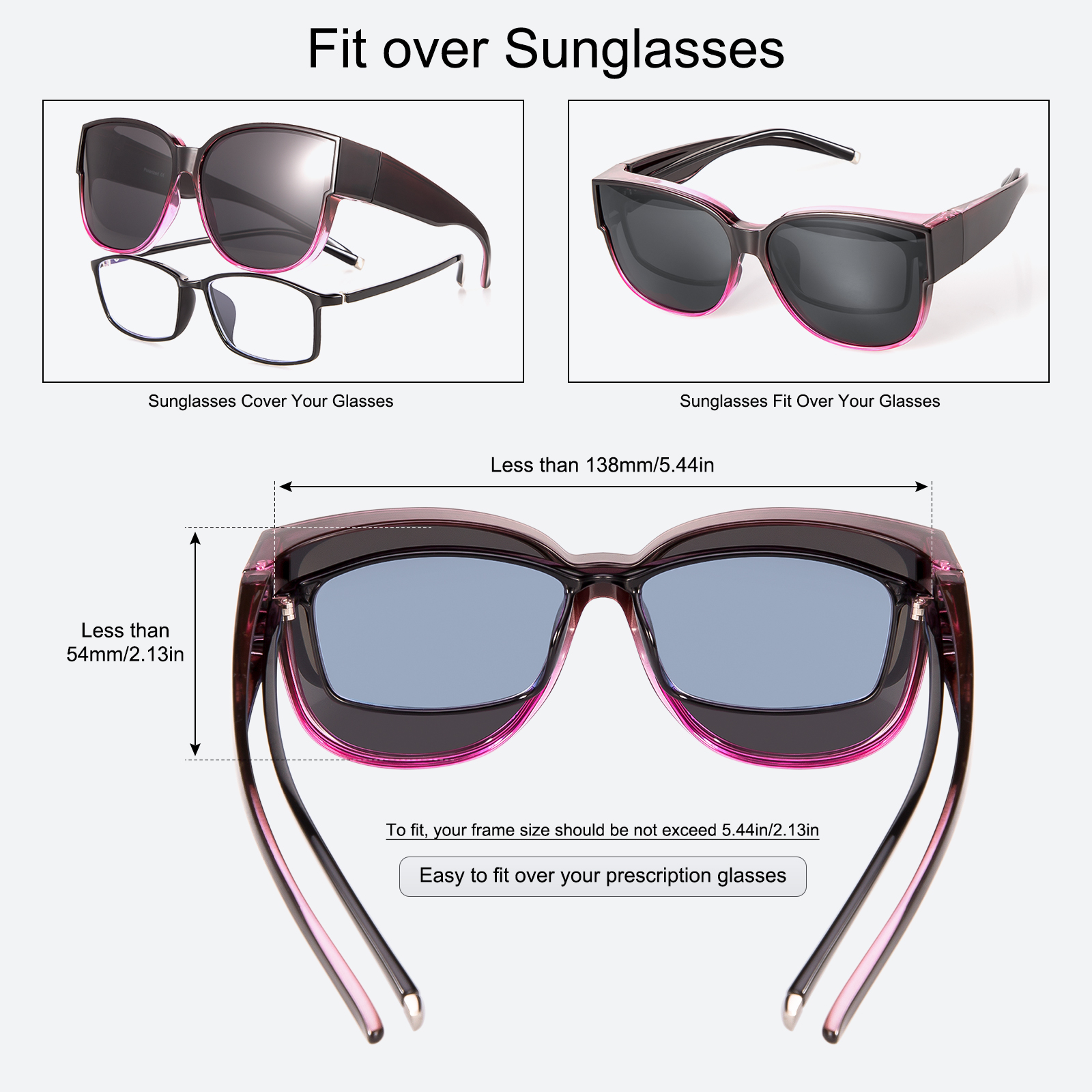 TINHAO Polarized Fit-Over Sunglasses, Purple photo 3