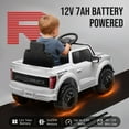 thumbnail image 5 of 12V Ride on Cars with Remote Control, Licensed Ford F 150 Raptor Powered Ride on Toys with Bluetooth, Radio, LED Light, 4 Wheels Suspension, Kids Cars Electric Vehicles for Boys Girls Ages 3-6, White, 5 of 9