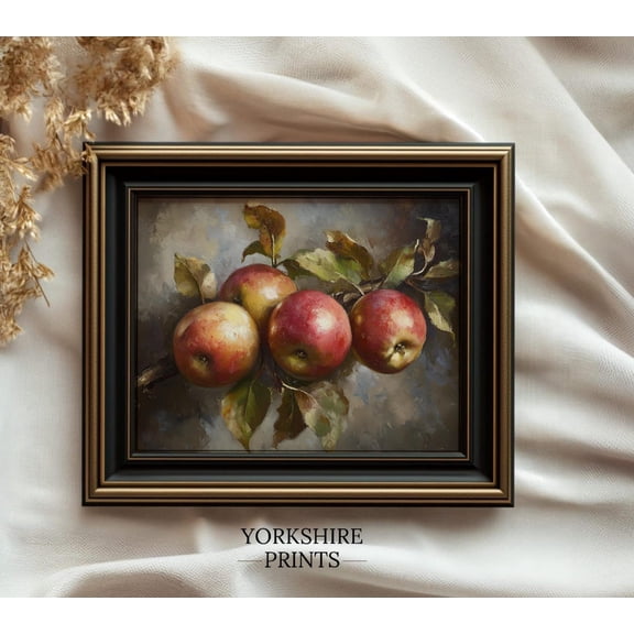 Rustic Apple Still Life, Vintage Kitchen Wall Art Home Decor UNFRAMED Poster, Wall Art for Decor, Present, 8x12