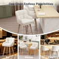 thumbnail image 6 of MultiHaven 26.2-Inch Bar Stools Set of 1,Swivel Counter Height Bar Stool with Plaid Back & Armrests,Solid Wood Legs Fabric Kitchen Chairs for Bar,Cafe - Beige, 6 of 8