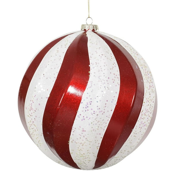 Shiny Classic Red And White Swirl Shatterproof Christmas Ball Ornament 8 200mm Walmart Com Walmart Com