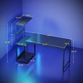 thumbnail image 2 of Casacomoda 48" Gaming Desk with LED Lights, Computer Desk with Shelf & PC Stand, Reversible Display Shelf, Carbon Fiber Black, 2 of 6